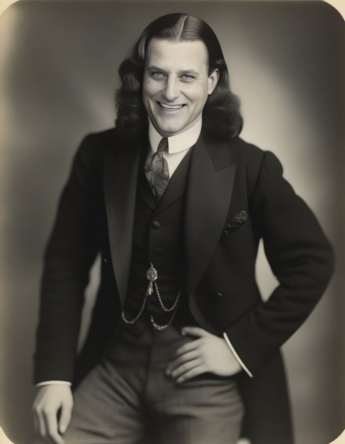 Jack Vosburgh, photograher, on stage at the Broadway in New York 