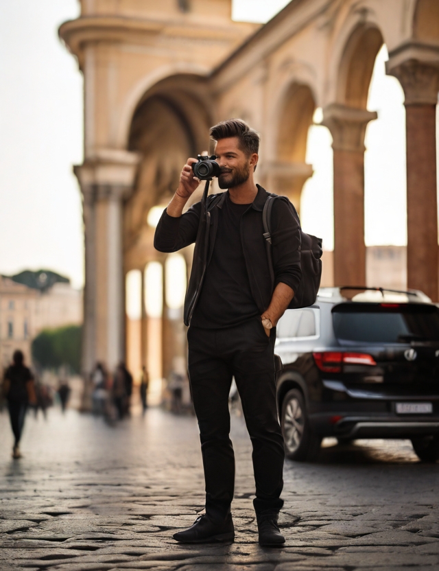 Jack Vosburgh in Italy with camera